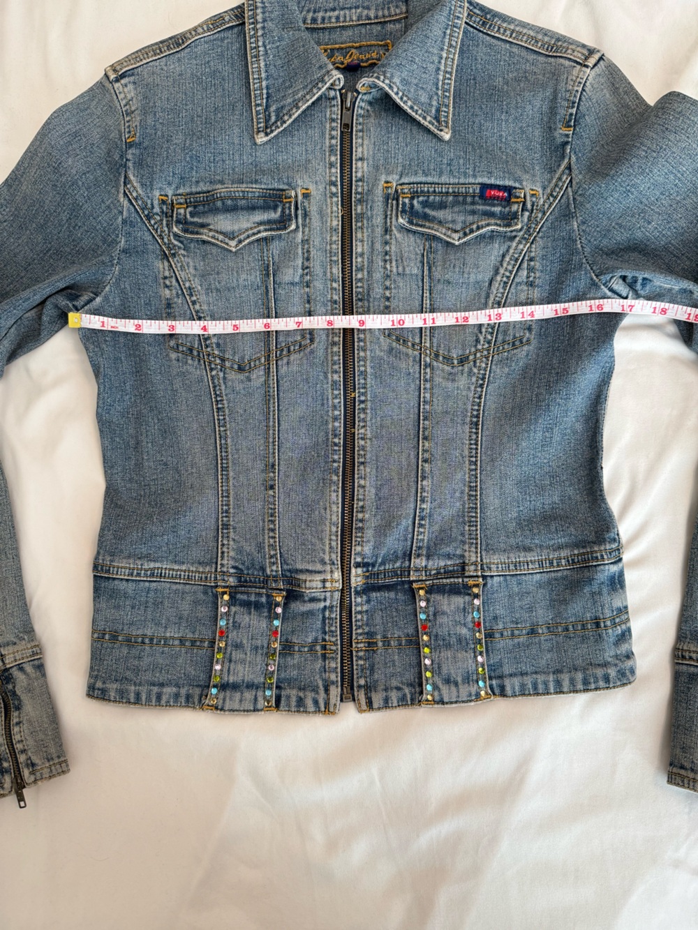 Vintage Yuka Jeans Denim Jean Jacket Bedazzled Sample Women’s Medium - Picture 10 of 14